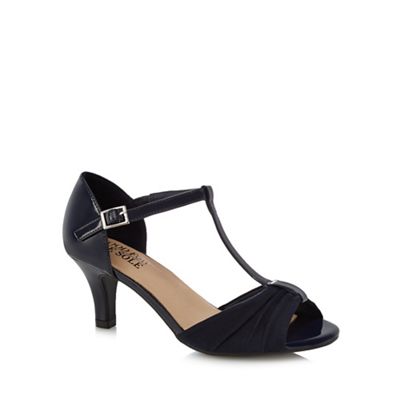 Navy T-bar wide fit court shoes